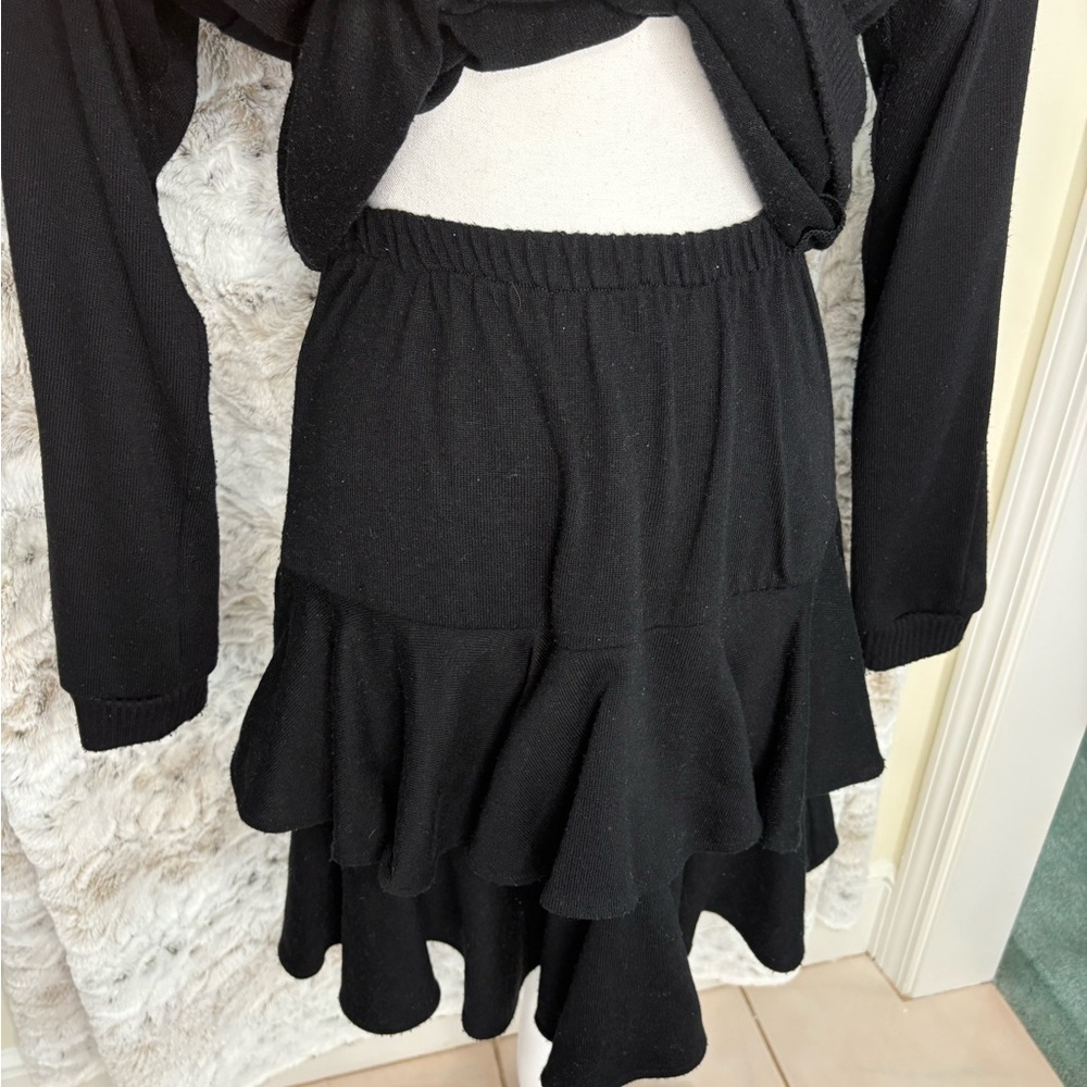 Vintage Dress Code Brand Two Piece Black Sweater Top with Ruffle Skirt. 9/10 - Picture 3 of 12